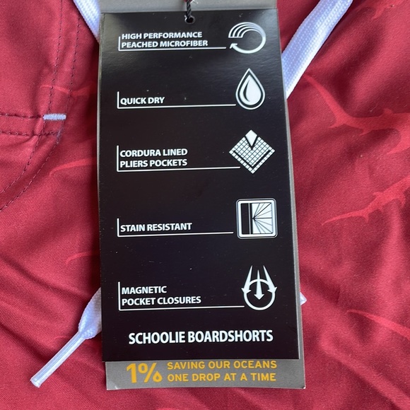 OHO Old Harbor Outfitters Schoolie Boardshorts in red size 36 NWT - Picture 5 of 8